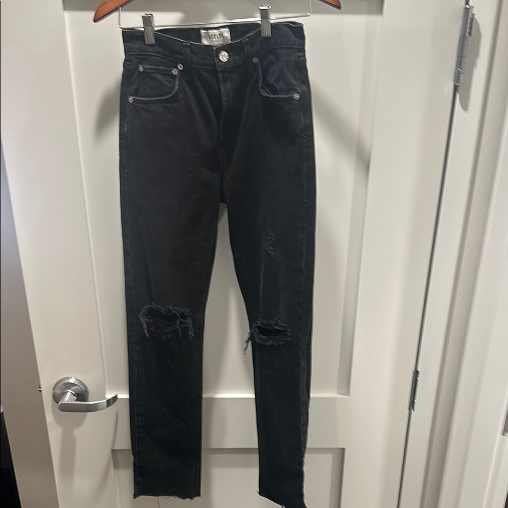 Agolde Black high waisted Distressed Skinny Jeans